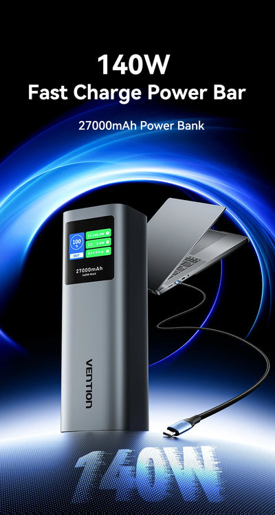 Vention 27000mAh Power Bank Portable 140W PD External Battery PowerBank for iPad Xiaomi Laptop Notebook Macbook Pro Fast Charge