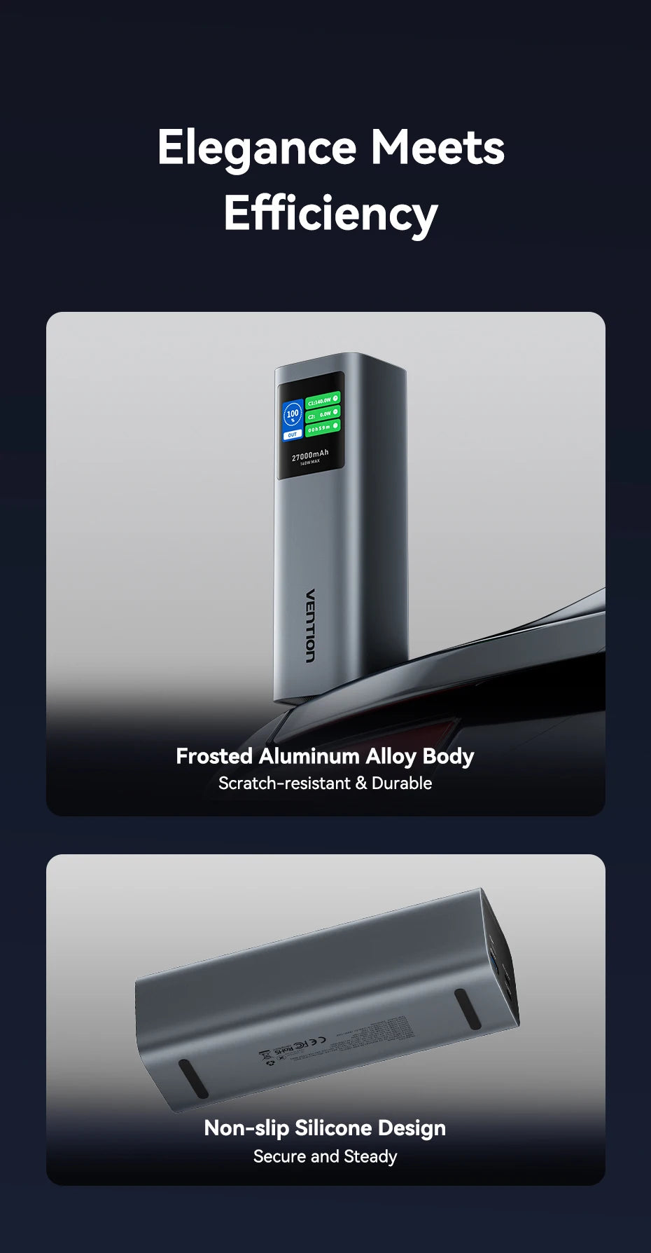 Vention 27000mAh Power Bank Portable 140W PD External Battery PowerBank for iPad Xiaomi Laptop Notebook Macbook Pro Fast Charge