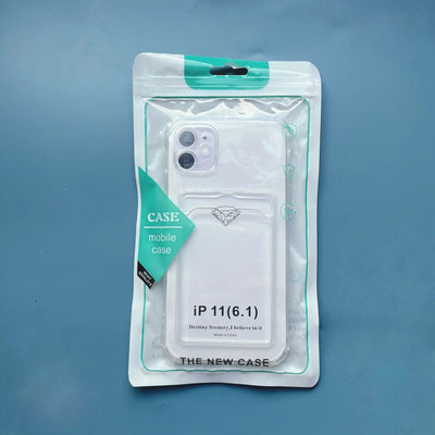 Shockproof Clear Phone Case for iPhone 15 14 13 12 11 Pro Protection Back Card Pocket Cover