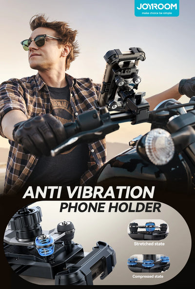 Joyroom Motorcycle Phone Mount Anti Vibration Phone Holder for Motorcycle Handlebar Bike Phone Mount for iPhone for 4.7-7” Phone