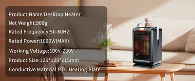 Portable Desktop PTC quick heating shaking head electric both cooling and heating small household With Remote Control 1000W