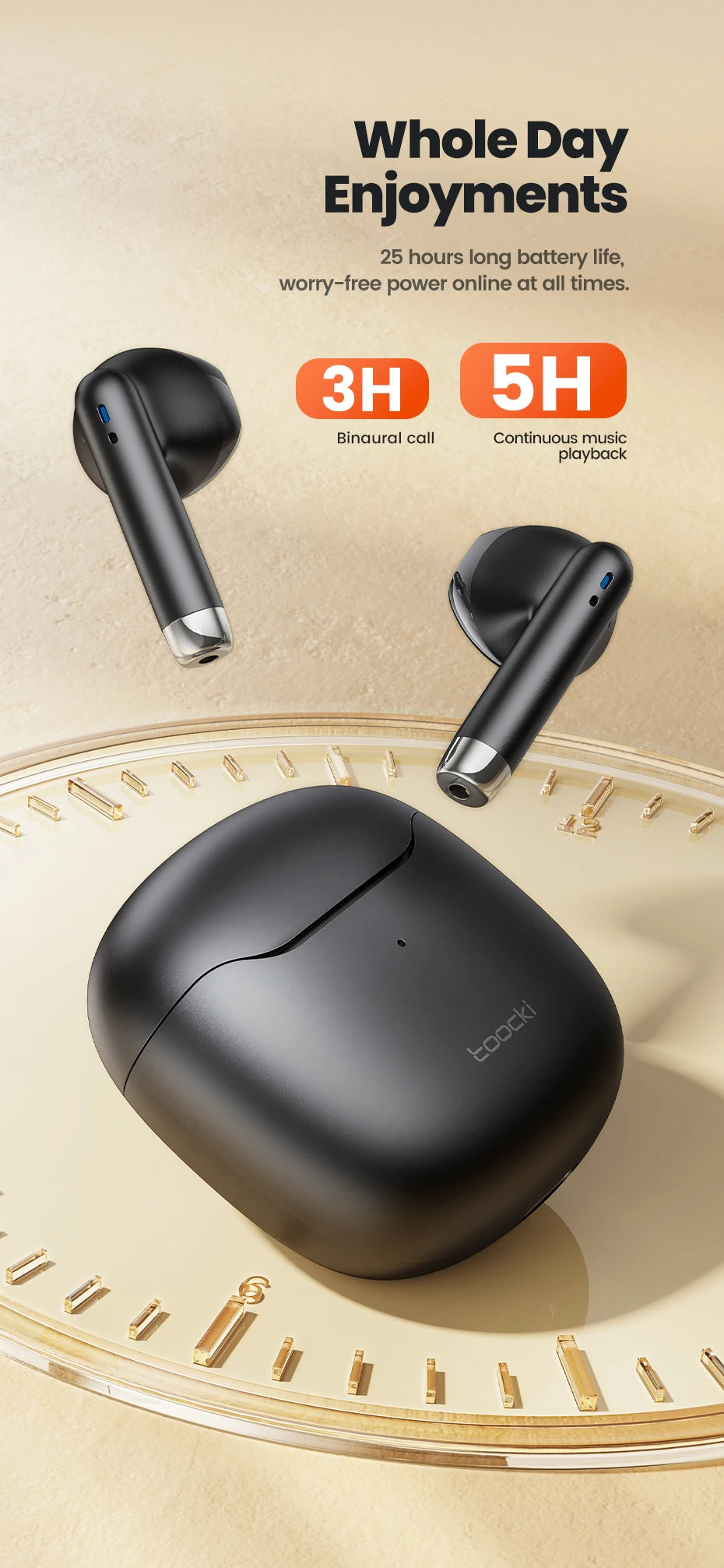 Toocki Wireless Bluetooth Headphones TWS BT5.3 Earphones IPX4 Waterproof Mini Earbuds For Xiaomi Huawei Redmi iPhone 14 15 16