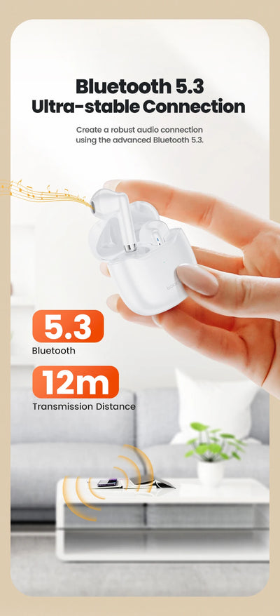 Toocki Wireless Bluetooth Headphones TWS BT5.3 Earphones IPX4 Waterproof Mini Earbuds For Xiaomi Huawei Redmi iPhone 14 15 16