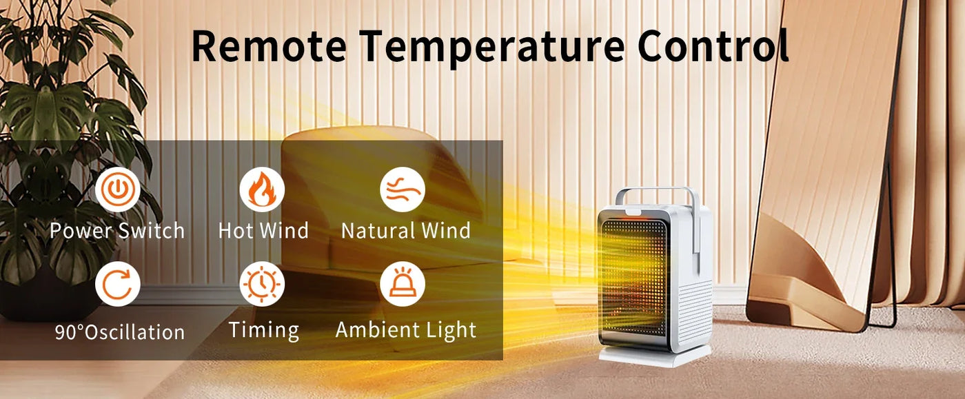 Portable Desktop PTC quick heating shaking head electric both cooling and heating small household With Remote Control 1000W