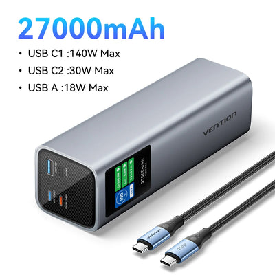 Vention 27000mAh Power Bank Portable 140W PD External Battery PowerBank for iPad Xiaomi Laptop Notebook Macbook Pro Fast Charge