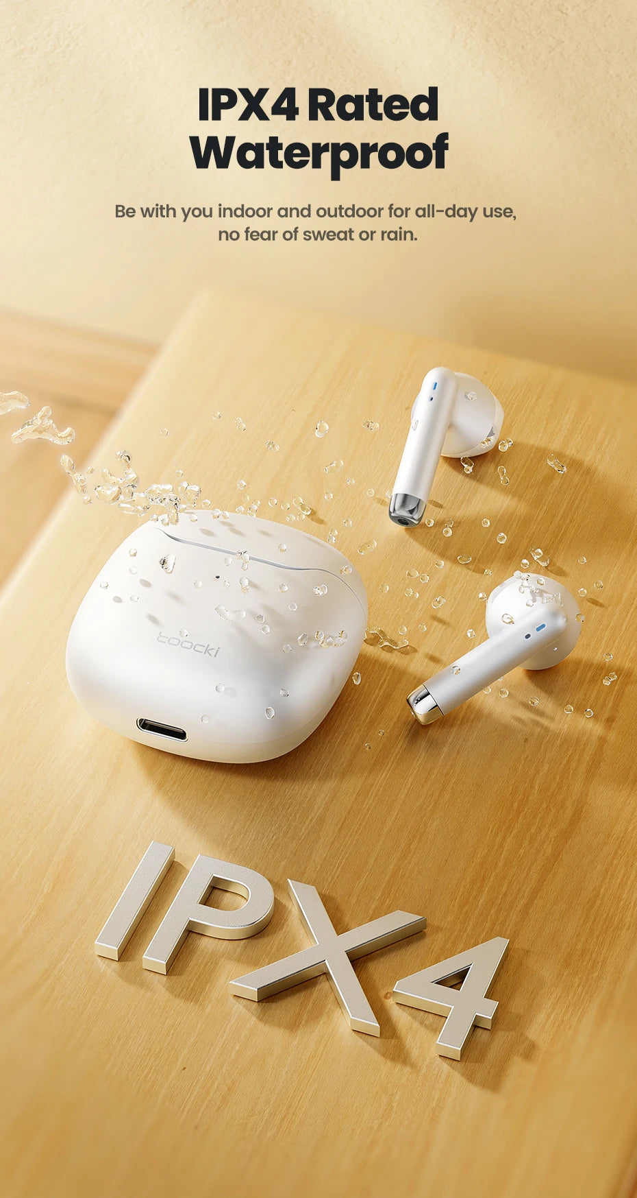 Toocki Wireless Bluetooth Headphones TWS BT5.3 Earphones IPX4 Waterproof Mini Earbuds For Xiaomi Huawei Redmi iPhone 14 15 16