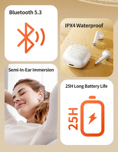 Toocki Wireless Bluetooth Headphones TWS BT5.3 Earphones IPX4 Waterproof Mini Earbuds For Xiaomi Huawei Redmi iPhone 14 15 16