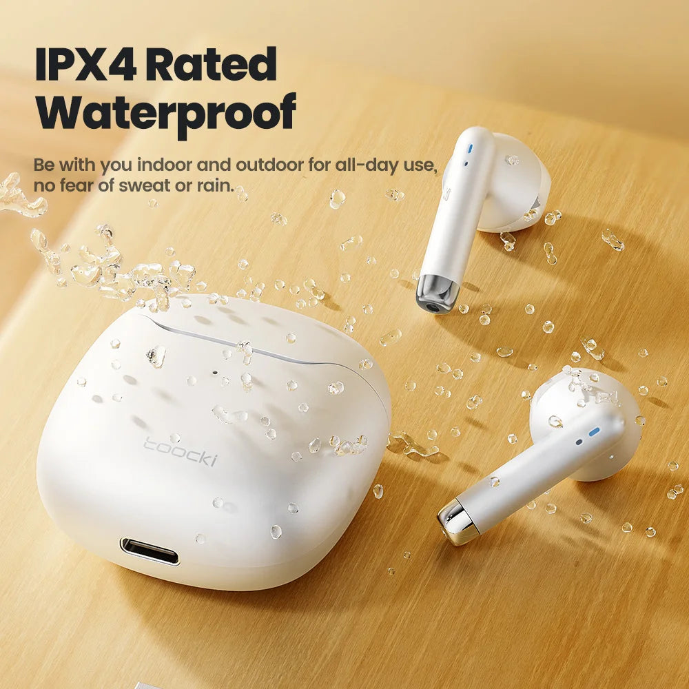 Toocki Wireless Bluetooth Headphones TWS BT5.3 Earphones IPX4 Waterproof Mini Earbuds For Xiaomi Huawei Redmi iPhone 14 15 16