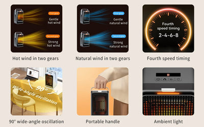 Portable Desktop PTC quick heating shaking head electric both cooling and heating small household With Remote Control 1000W